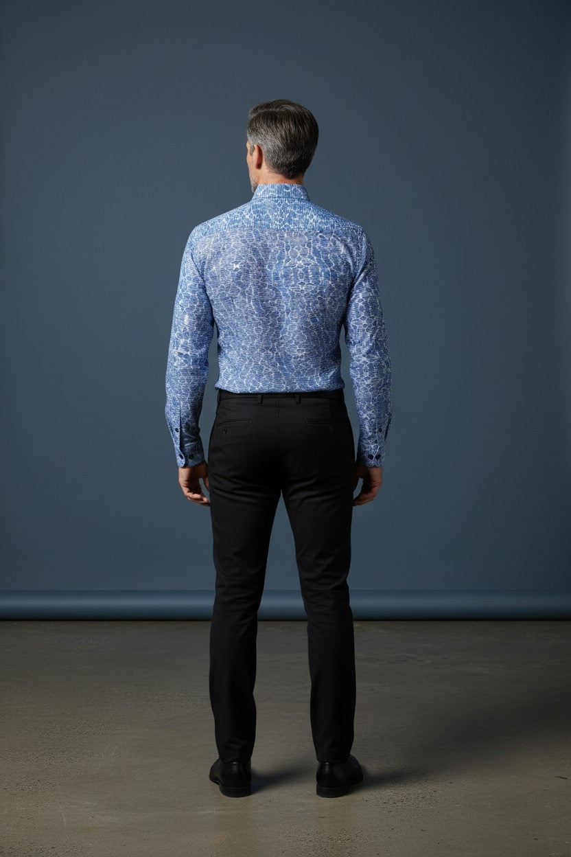 Azure Currents Slim Fit Casual Shirt