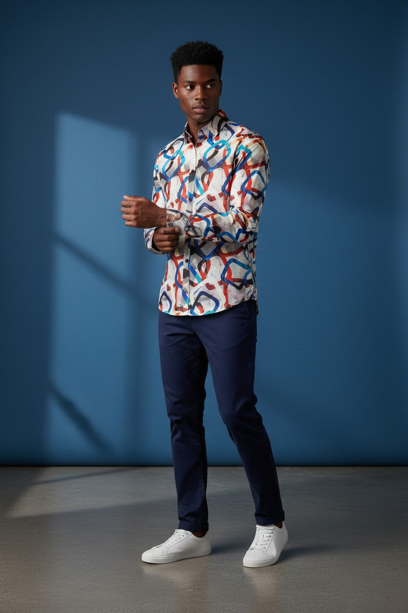 Urban Mosaic Casual Men's Shirt