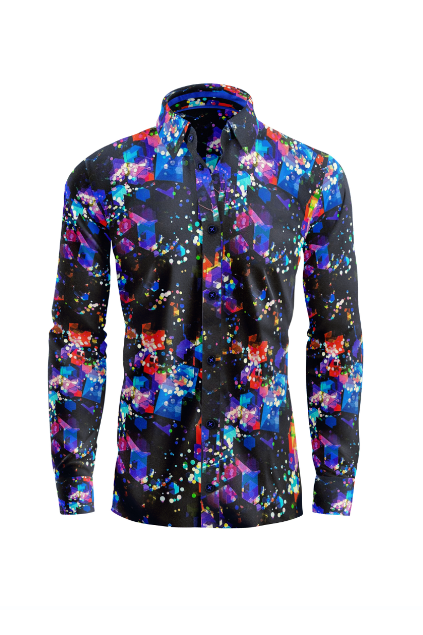 Nebula Prism Button-Down Casual Shirt