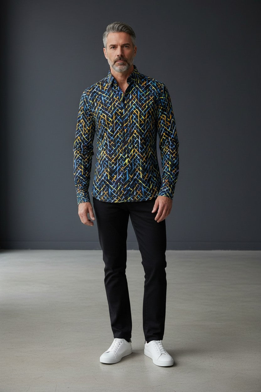 BLUE YELLOW SHIRT