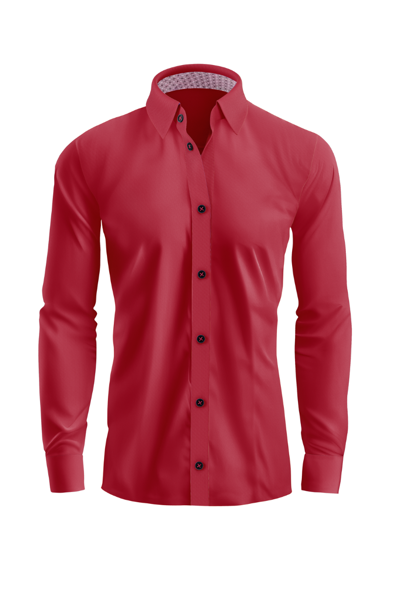 Red Dress Shirt With A Light Red Cuff