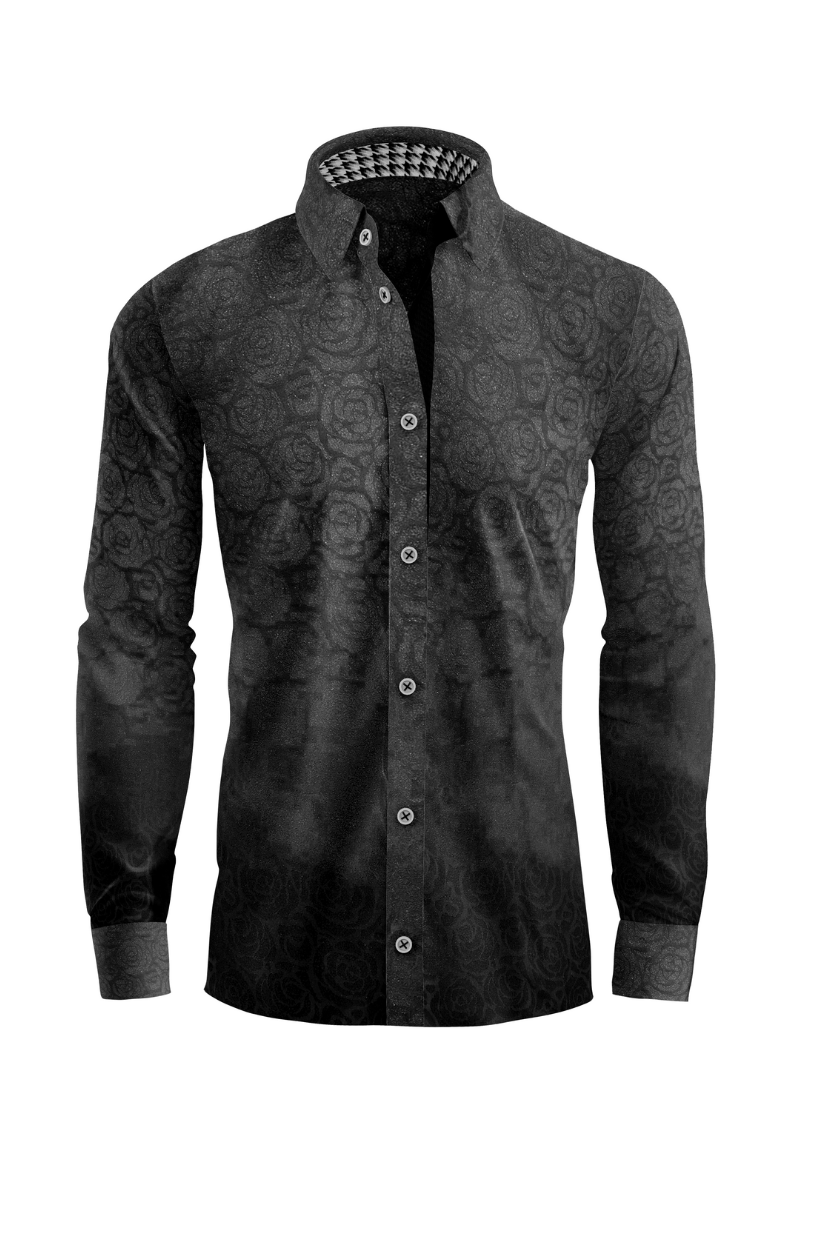 Black pattern flower shirt