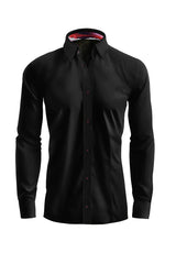 Vercini Classic Black Shirt with Red Inner Collar