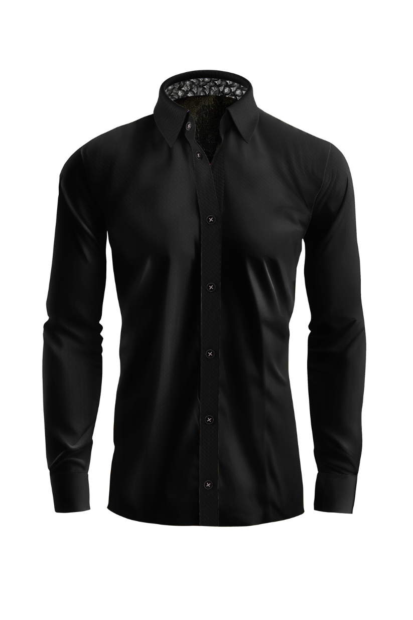 Vercini Midnight Sophisticate Shirt with Decorative Collar