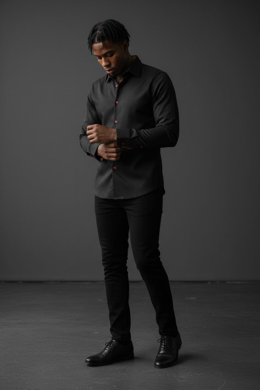 Crimson Elegance Executive Men's Dress Shirt