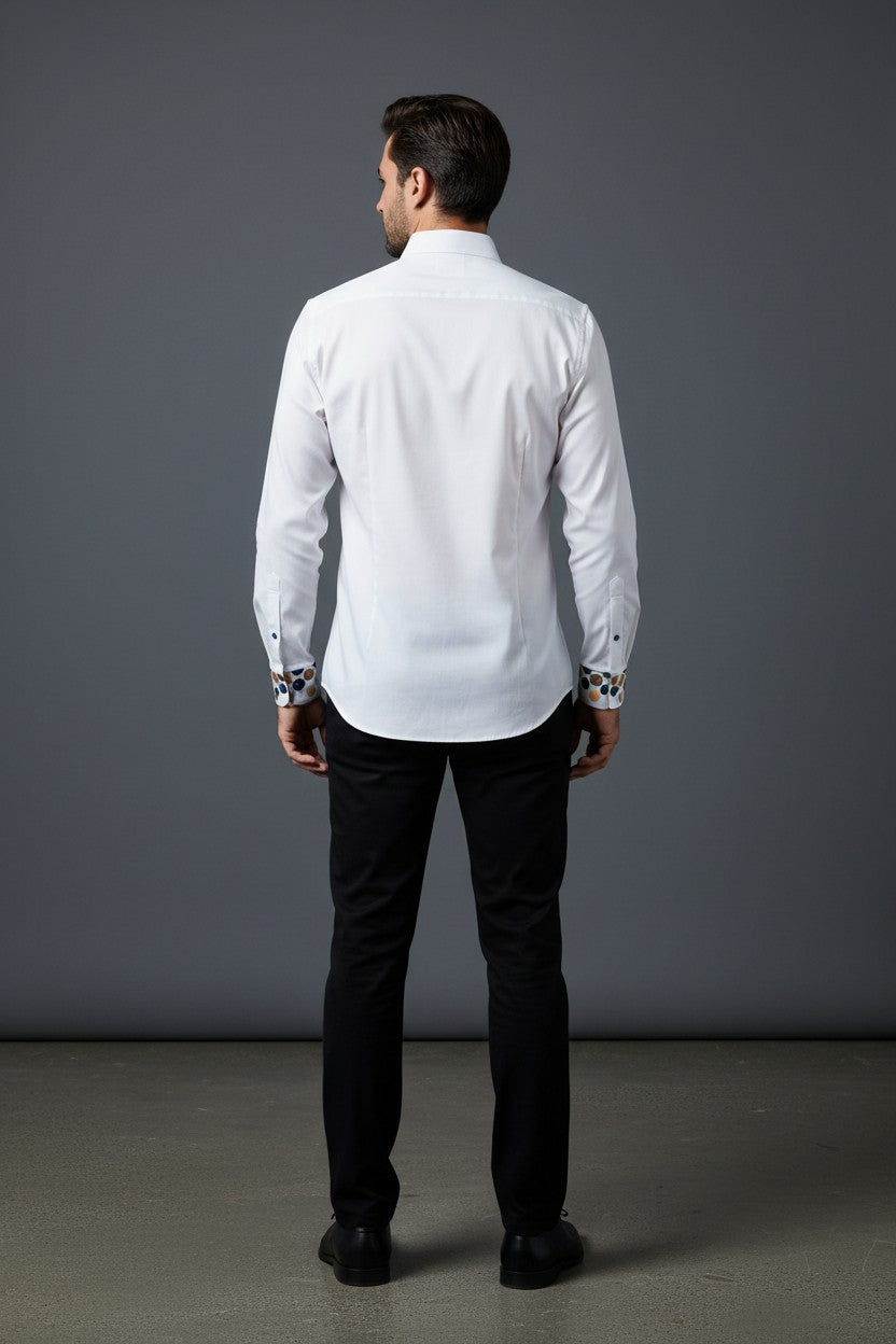 Men's White Casual Dress Shirt | Vercini