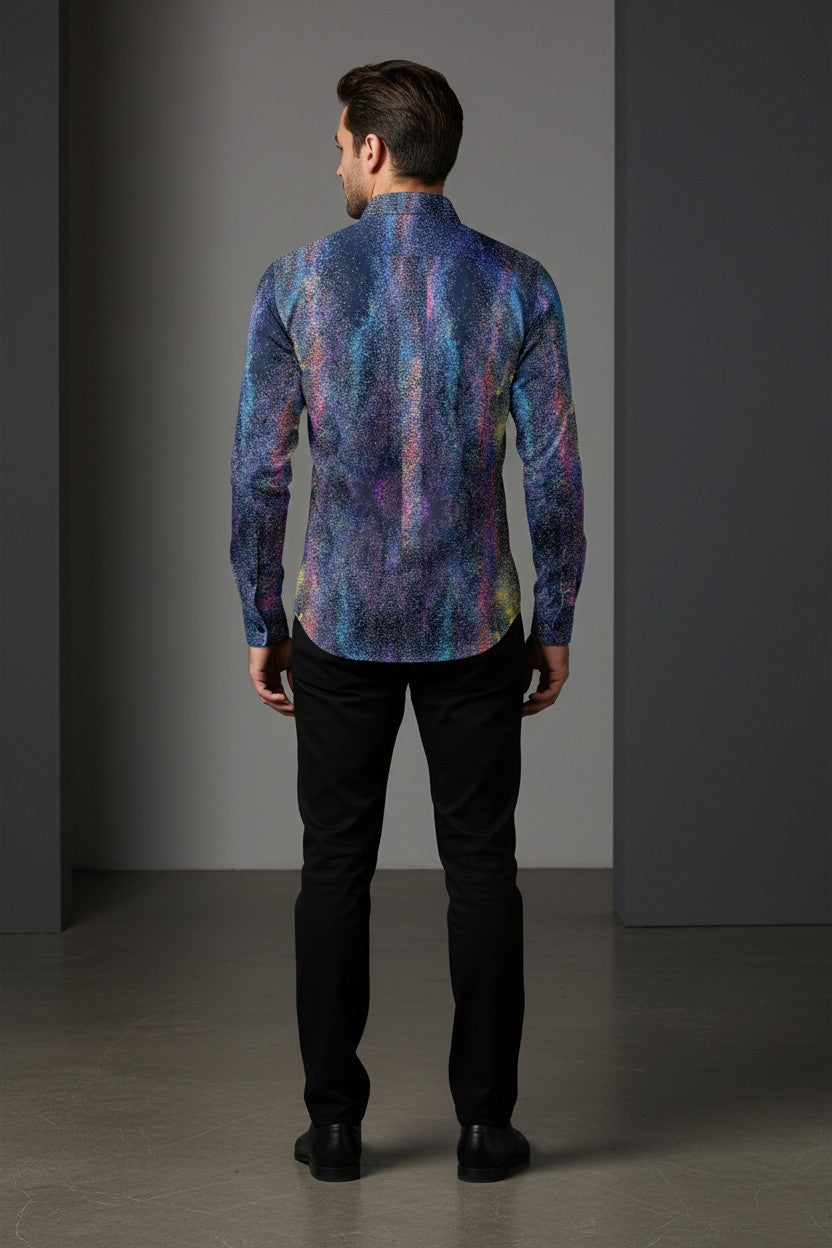 Cosmic Splash Galaxy Print Fashion Shirt