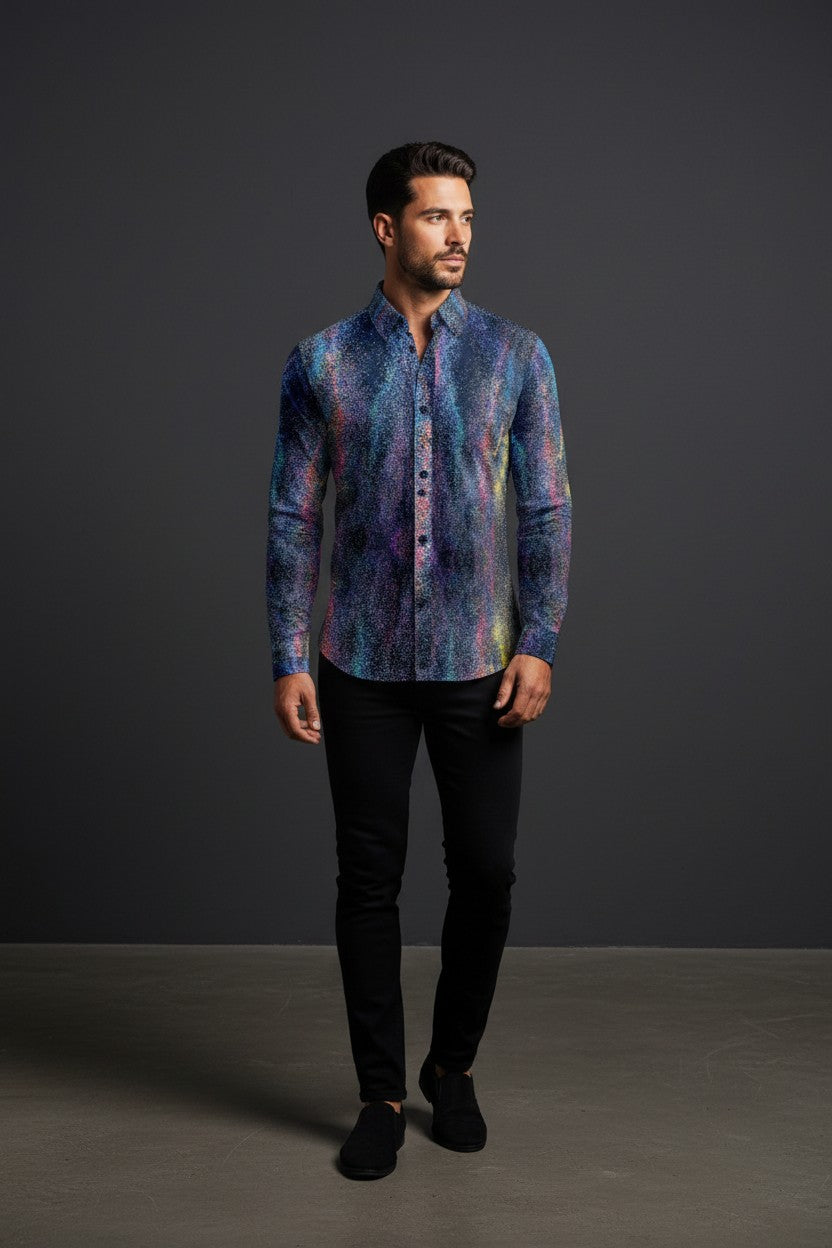 Cosmic Splash Galaxy Print Fashion Shirt