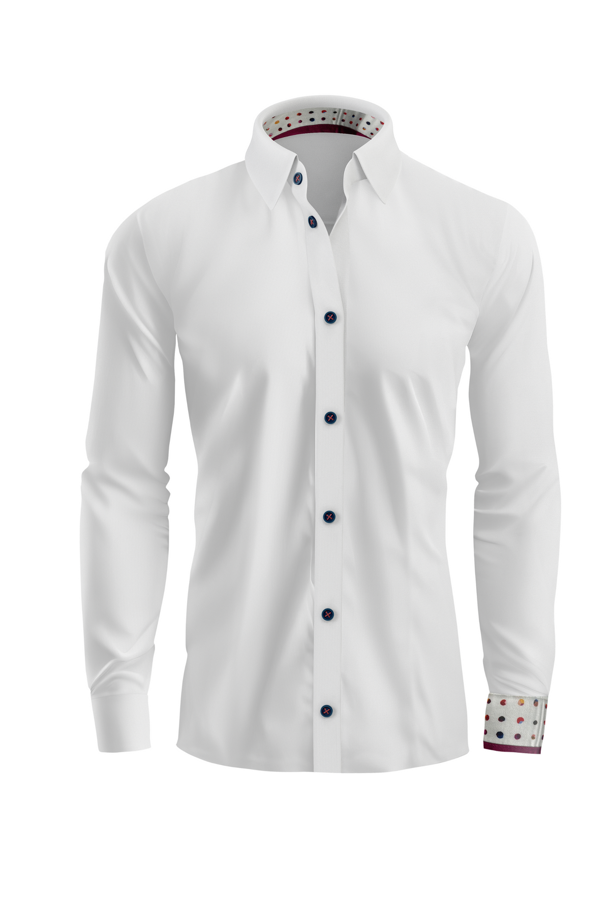 Vercini White Shirt with Patterned Cuff Vercini White Shirt with Patterned Cuff