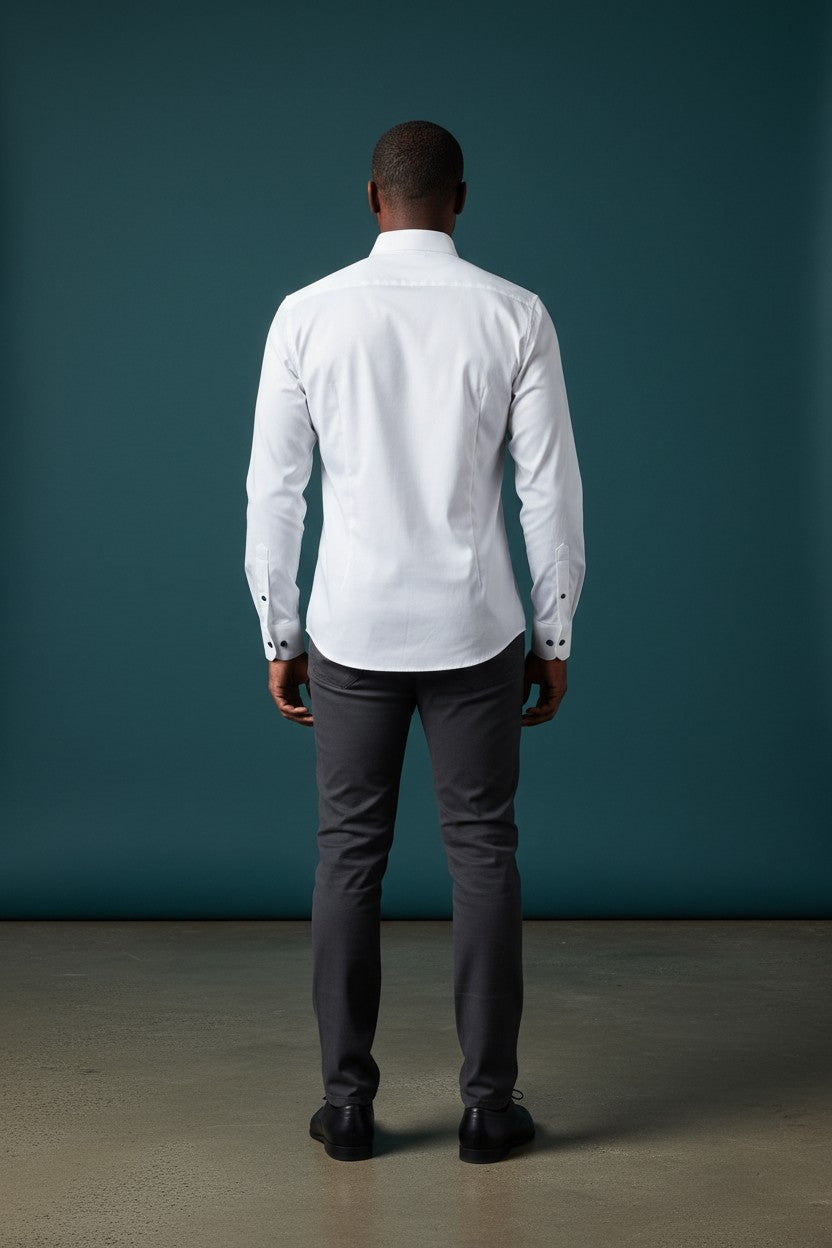 Vercini White Shirt with Patterned Cuff
