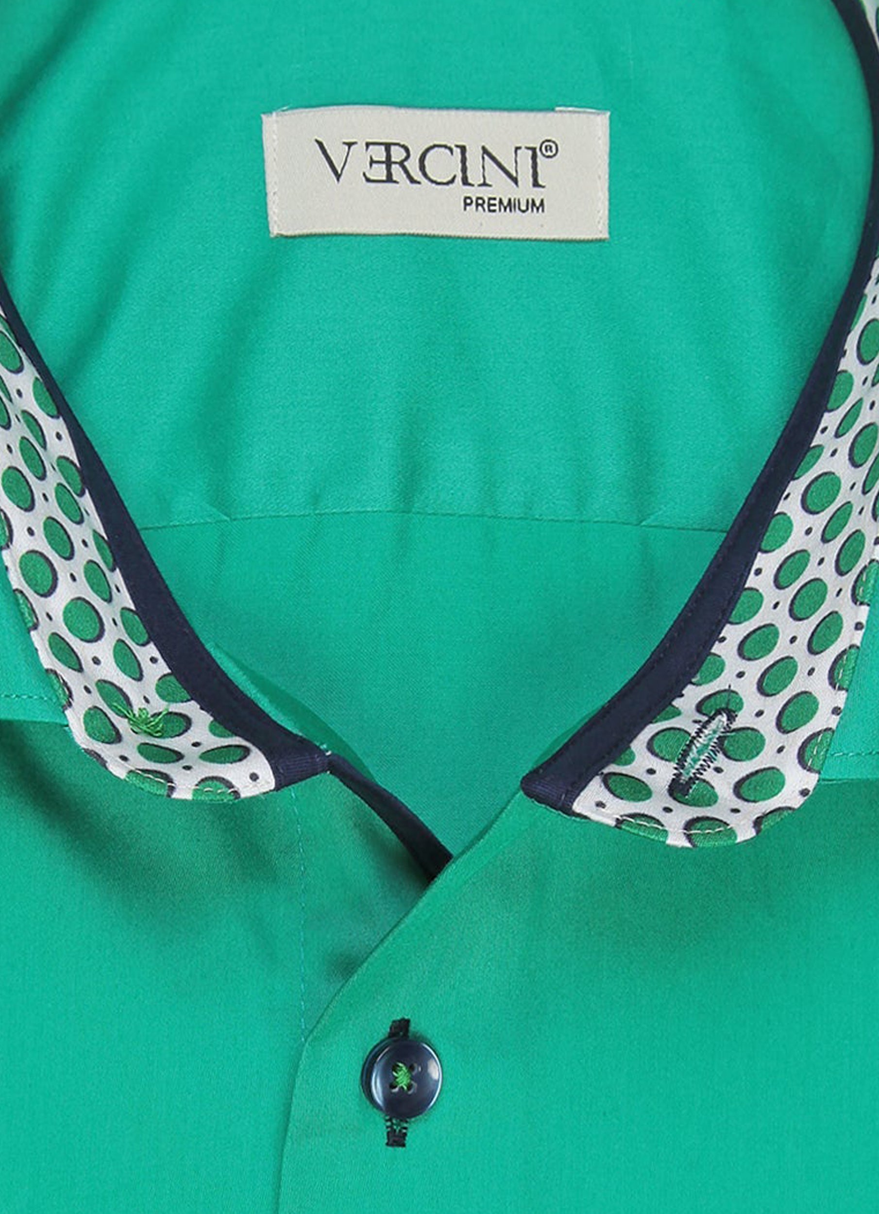 Emerald Enigma Polka Prestige Button-Up Shirt by Vercini