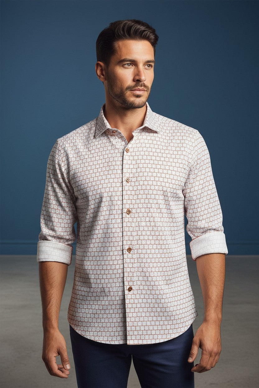 Geometric Harmony Tailored Men's Dress Shirt