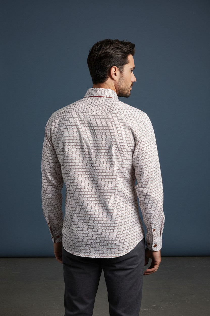 Geometric Harmony Tailored Men's Dress Shirt