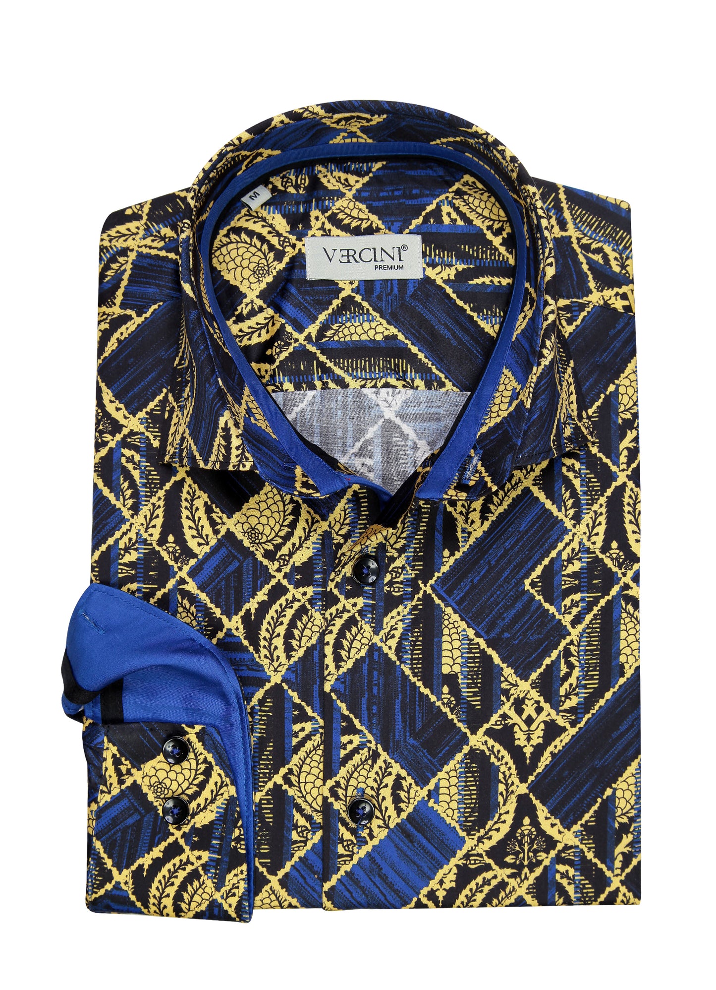 Yellow/Navy Blue Shirt with squares