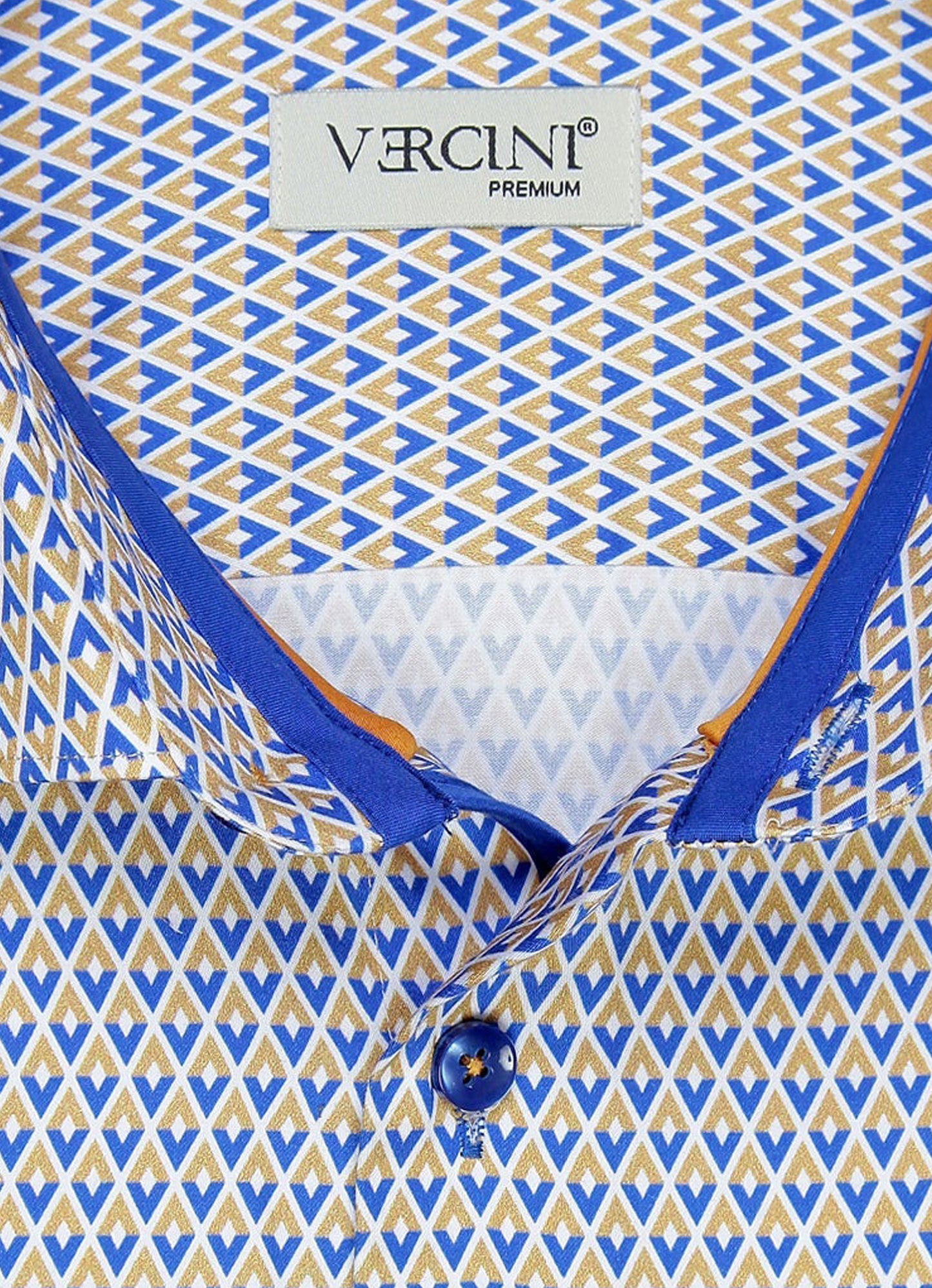 Azure Geometric Elegance Dress Shirt