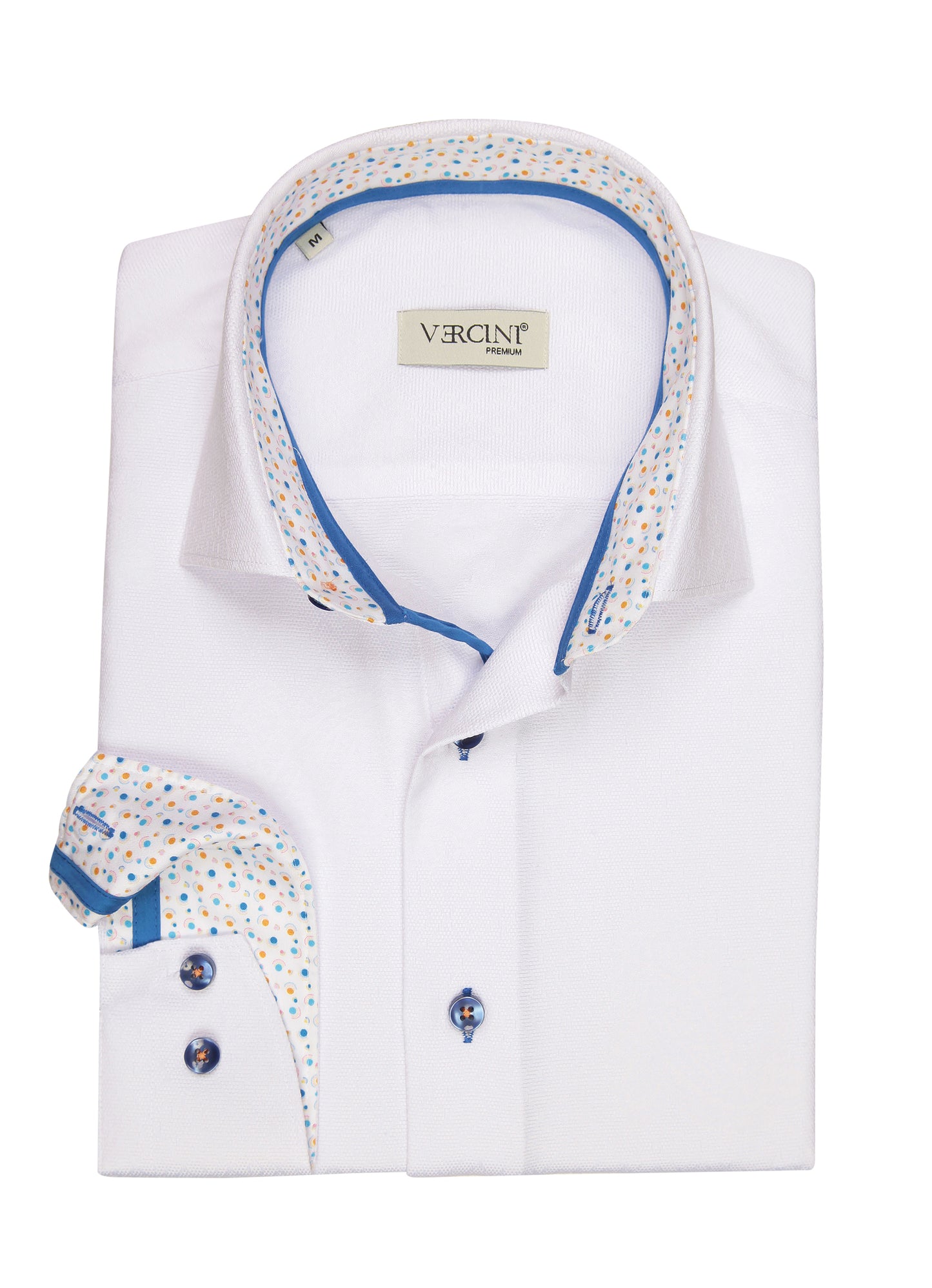 Spectrum Dot Tailored White Dress Shirt DRESS SHIRTS On Sale 30% Off Vercini