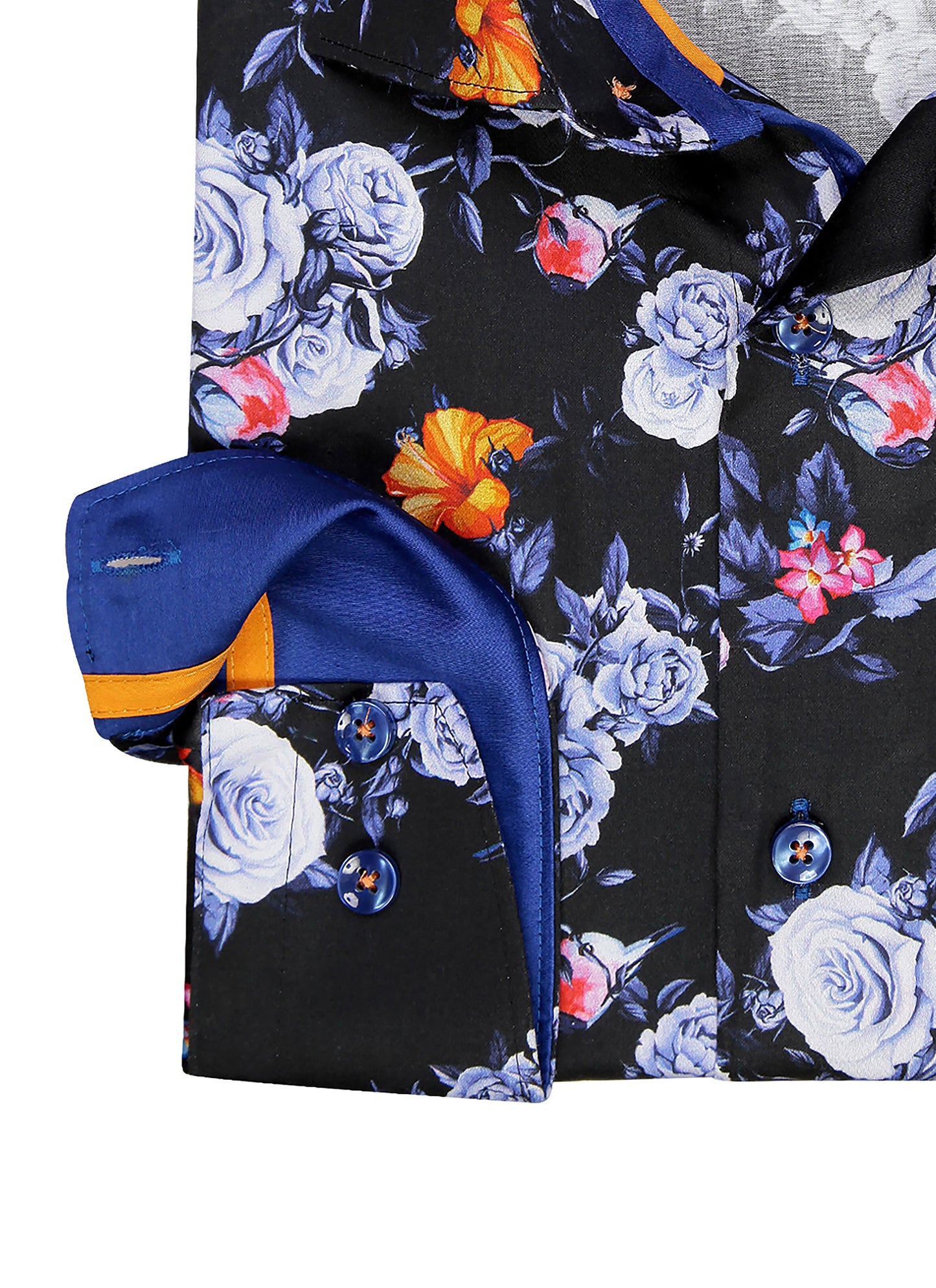 Midnight Blossom Fitted Dress Shirt