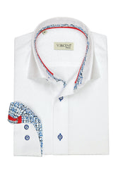 Crisp Mosaic Elegance Men's Dress Shirt DRESS SHIRTS On Sale 30% Off Vercini