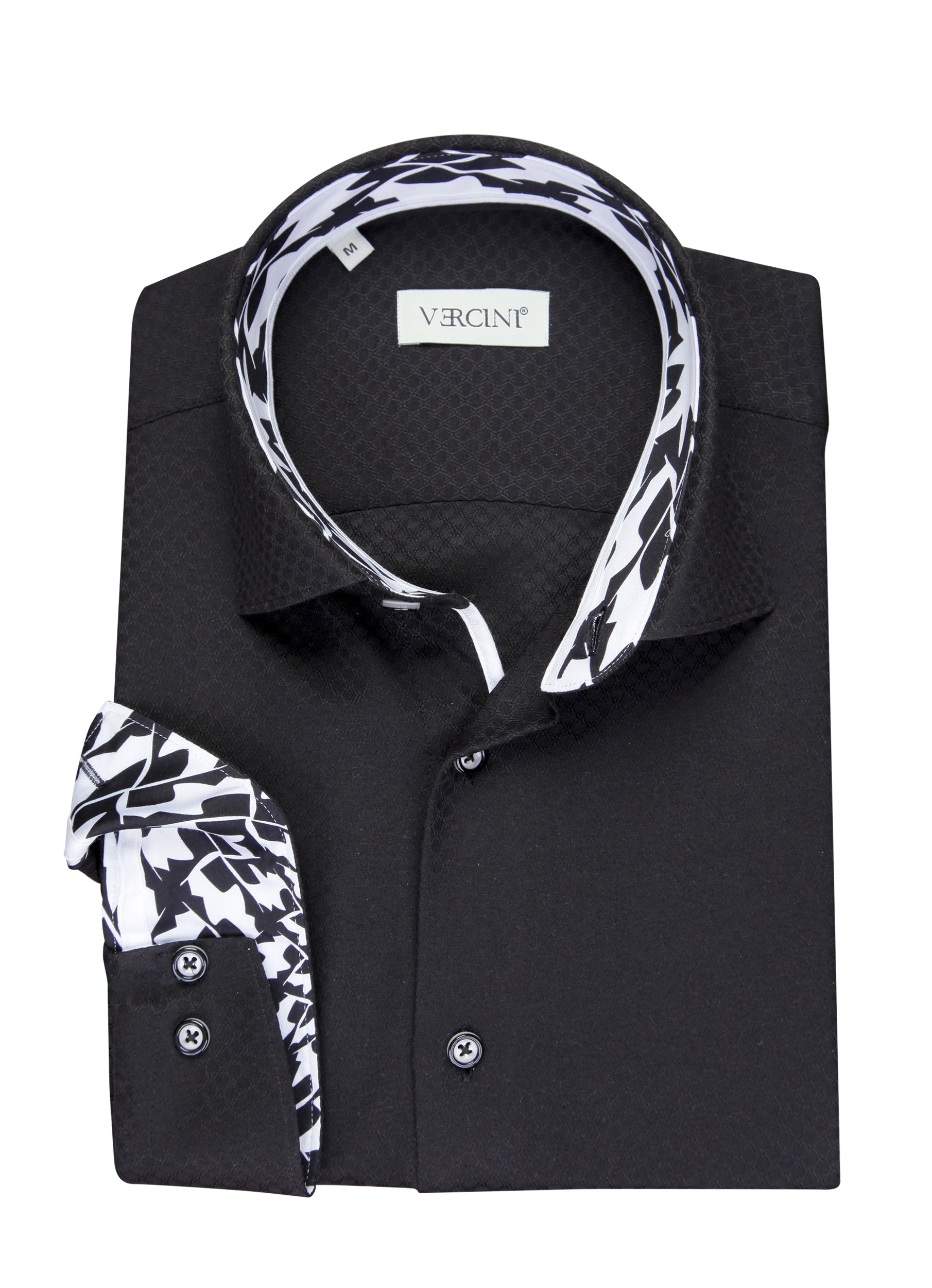 Black VERCINI shirt roses VERCINI COLLAR SHIRTS Casual Shirts Vercini