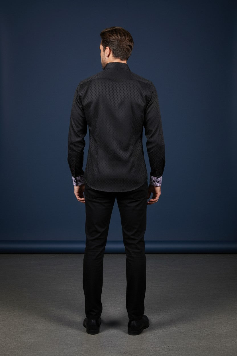 Vercini Men's Black Collar Shirt