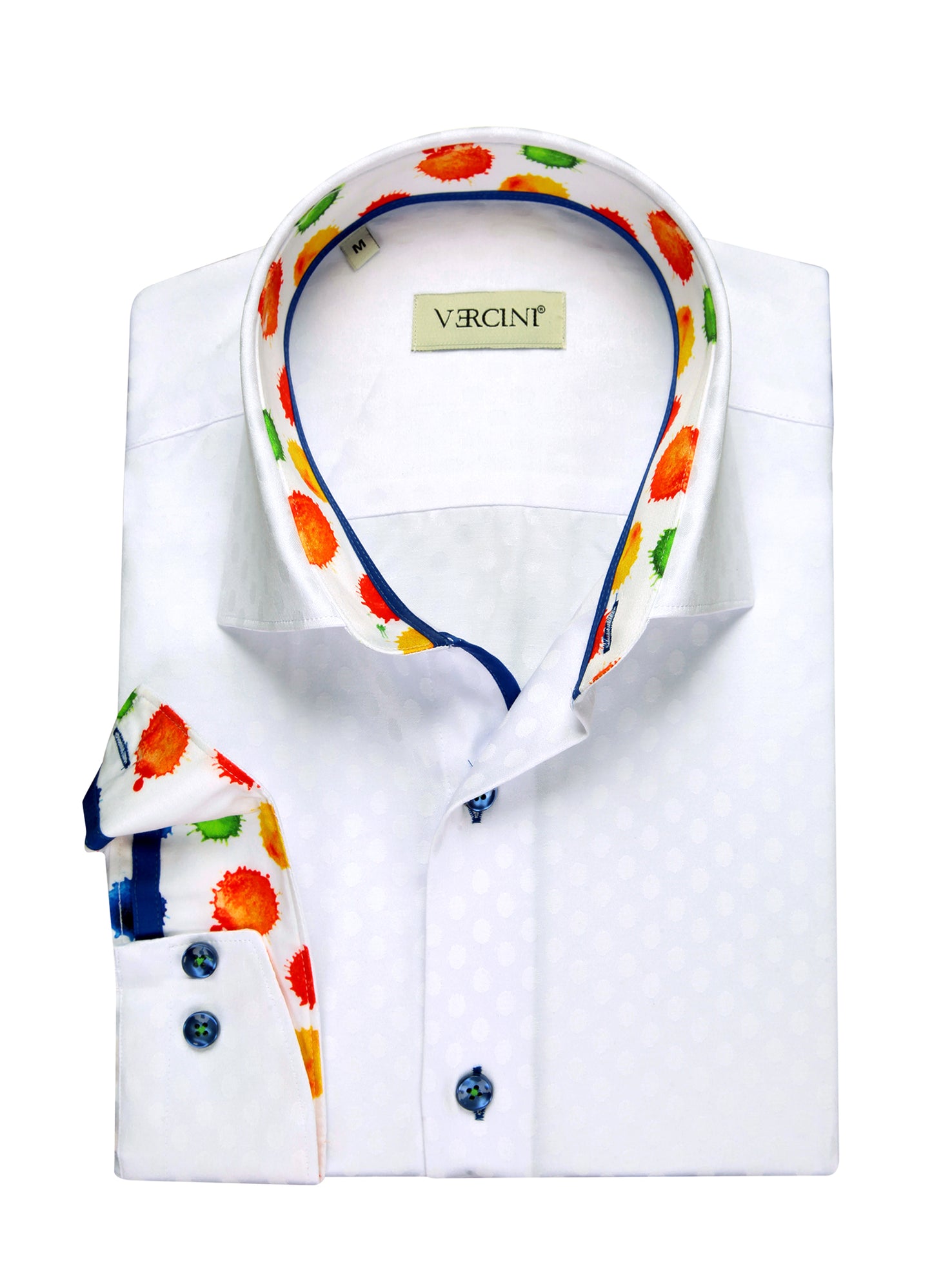 white shirt with white circles DRESS SHIRTS On Sale 30% Off Vercini