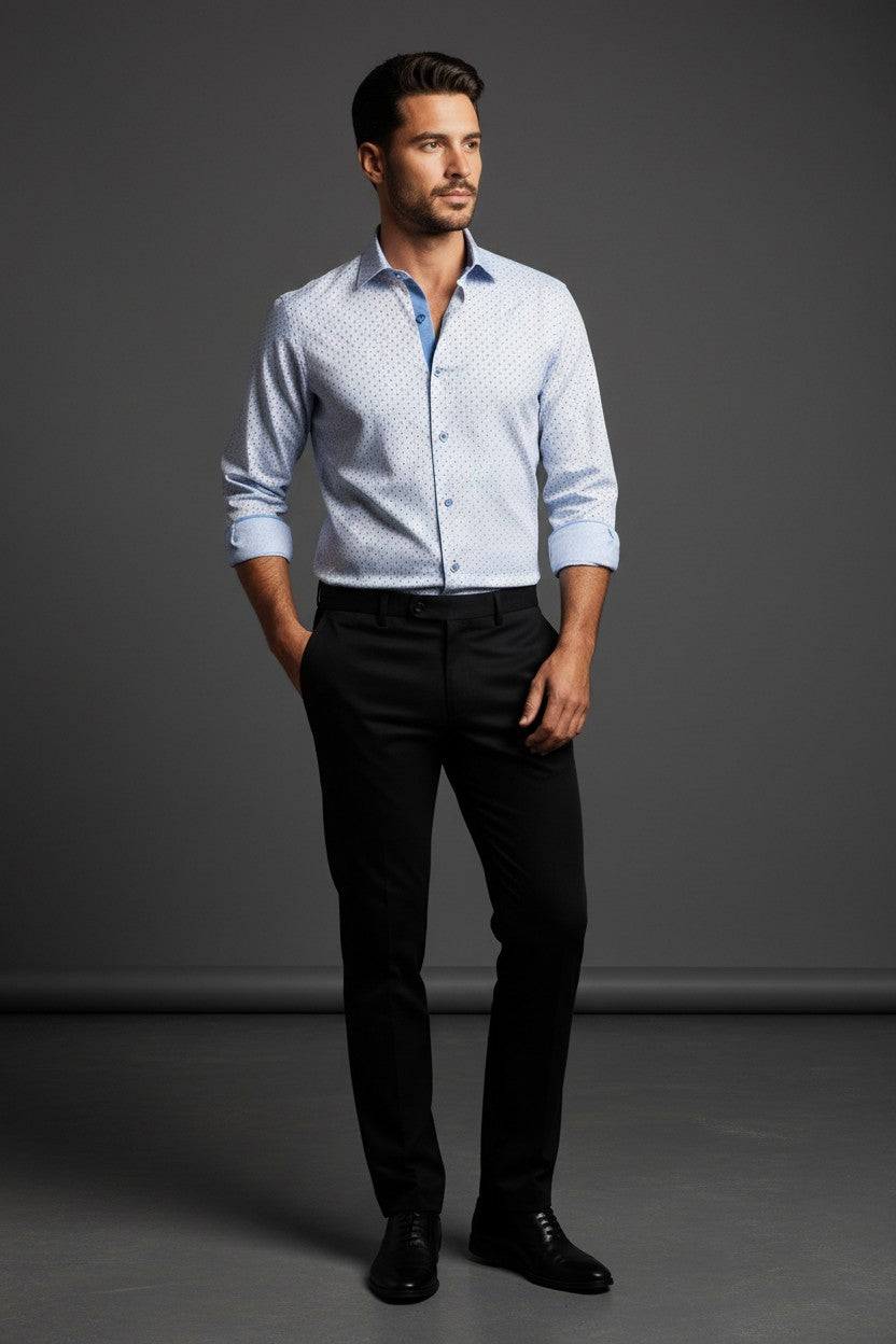 Vercini Summer Breeze Micro-Pattern Dress Shirt with Pastel Accents