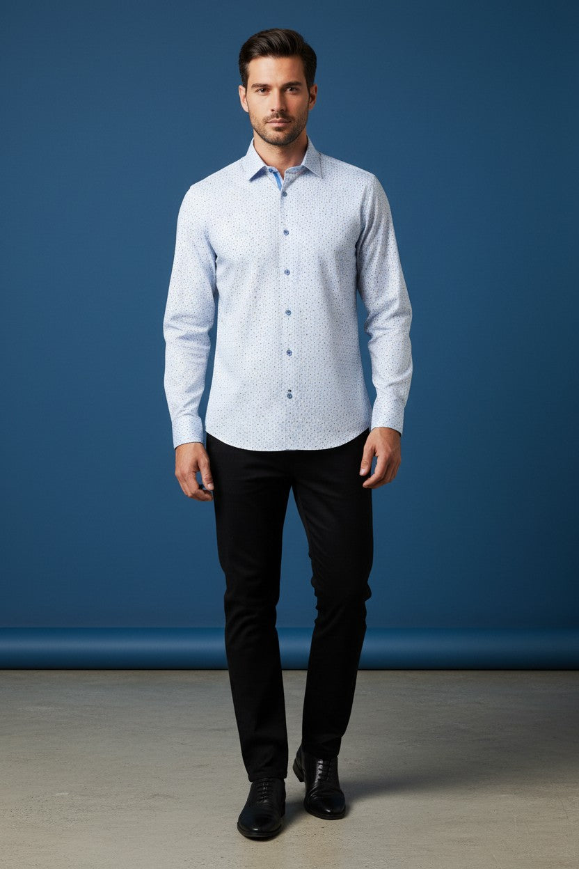 Vercini Summer Breeze Micro-Pattern Dress Shirt with Pastel Accents