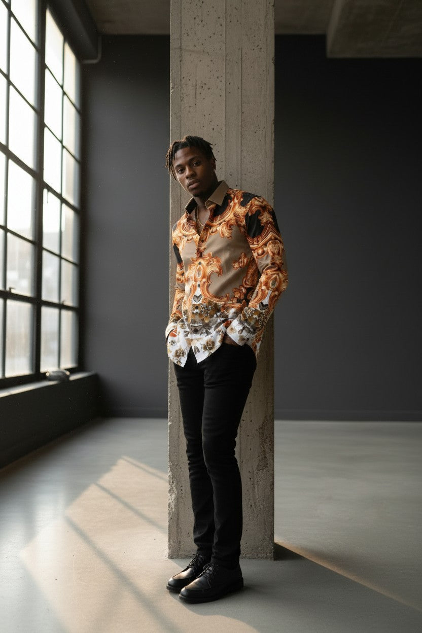 Baroque Brilliance Cotton Men's Casual Shirt