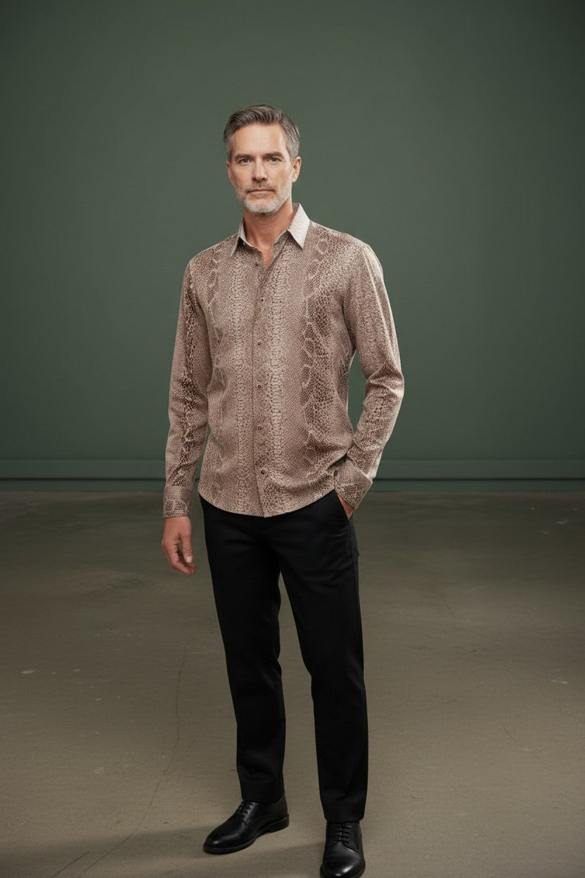 Beige snake Print Shirt