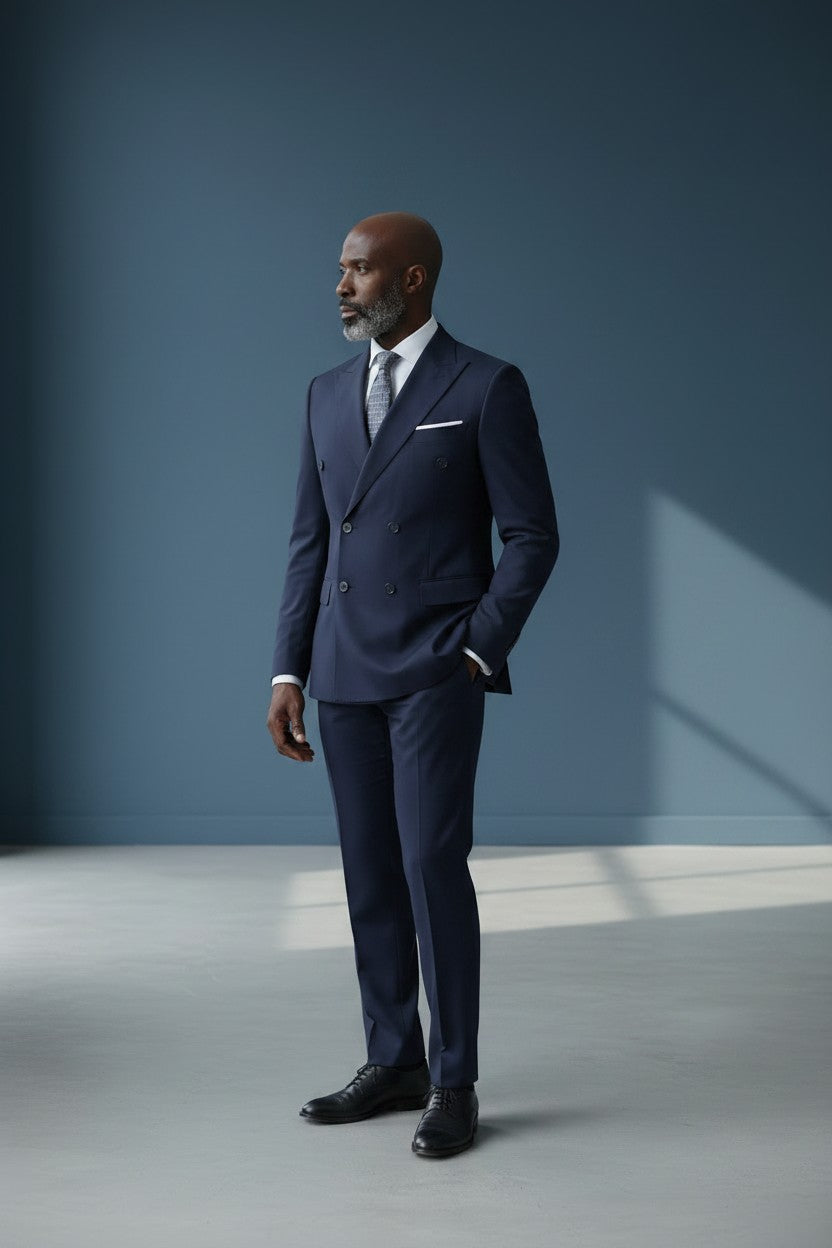 VERCINI Men's Double-Breasted Suit Sharp Style, Clean Fit A well-structured double-breasted