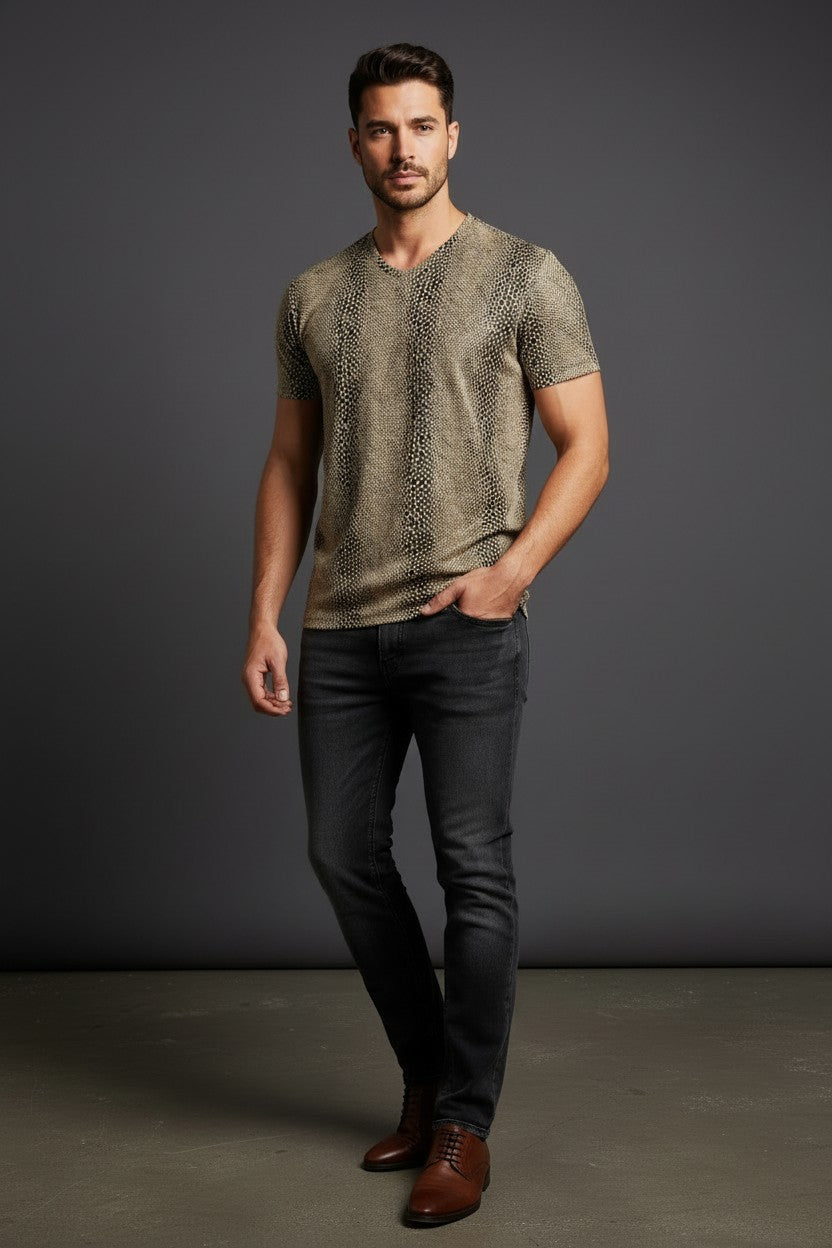 Vercini Snake Scale V-Neck Tee — Reptile Edition