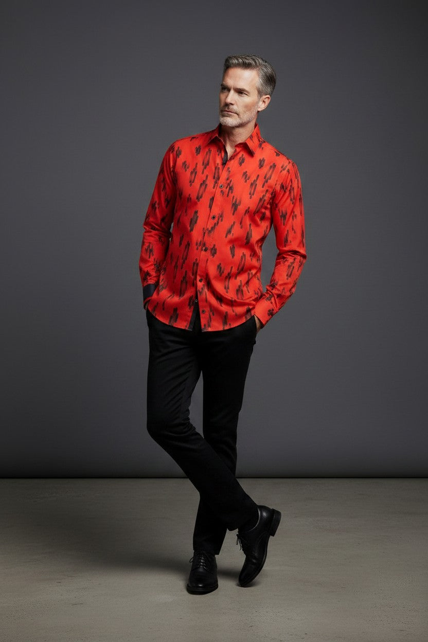 Crimson Rhythm Casual Shirt