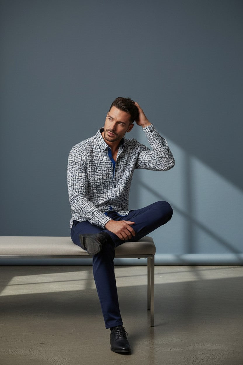 Geometric Symphony Button-Down casual Shirt