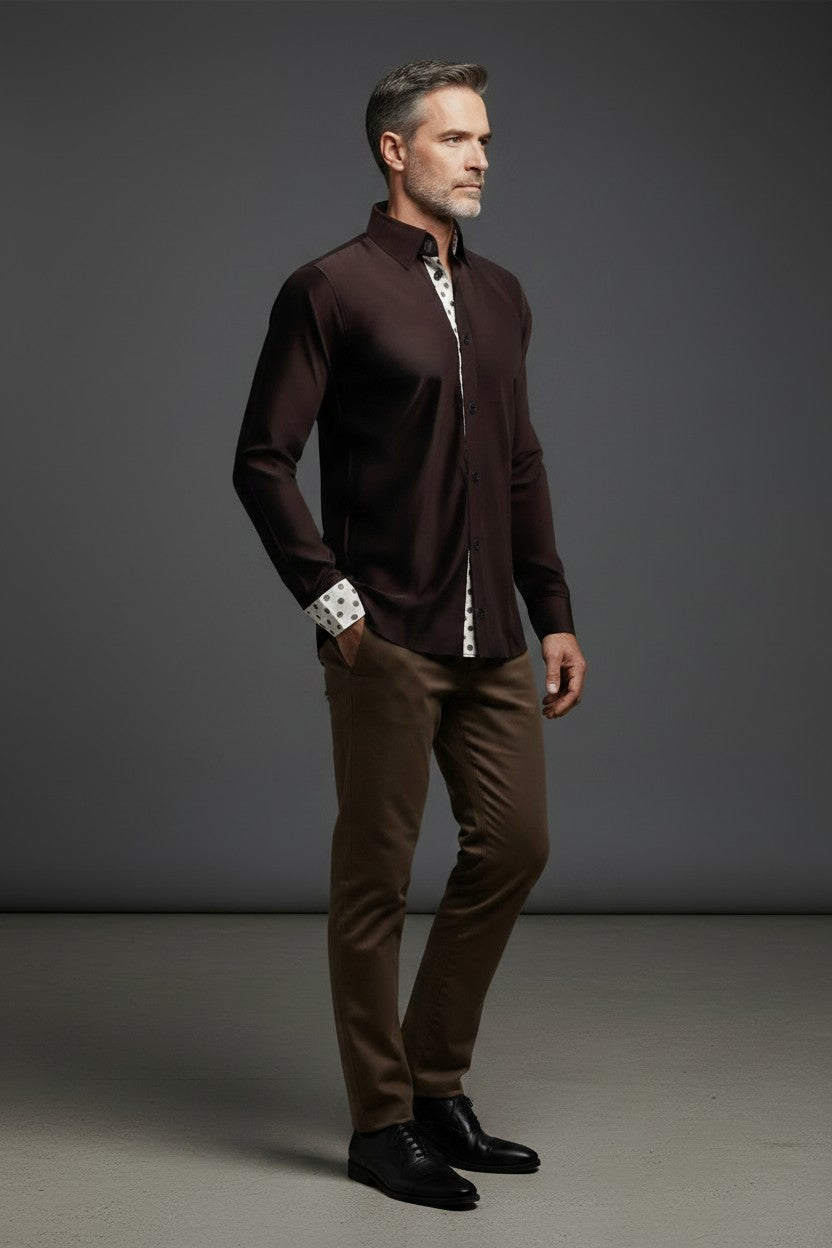 Vercini Premier Textured Dress Shirt Duo in Burgundy and Navy Burgundy / L Vercini Premier Textured Dress Shirt Duo in Burgundy and Navy Burgundy / L