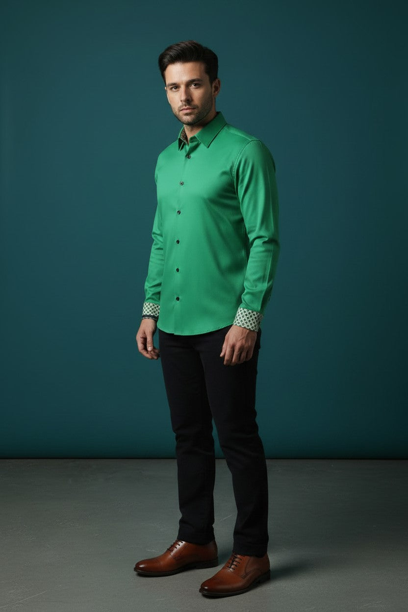 Emerald Enigma Polka Prestige Button-Up Shirt by Vercini CASUAL SHIRT Vercini Emerald Enigma Polka Prestige Button-Up Shirt by Vercini CASUAL SHIRT Vercini