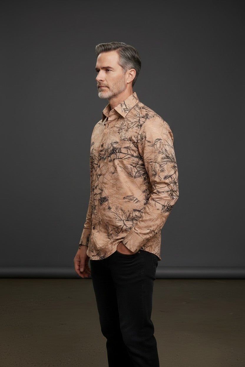 Elegant Men’s Long-Sleeve Shirt – Modern Abstract Design