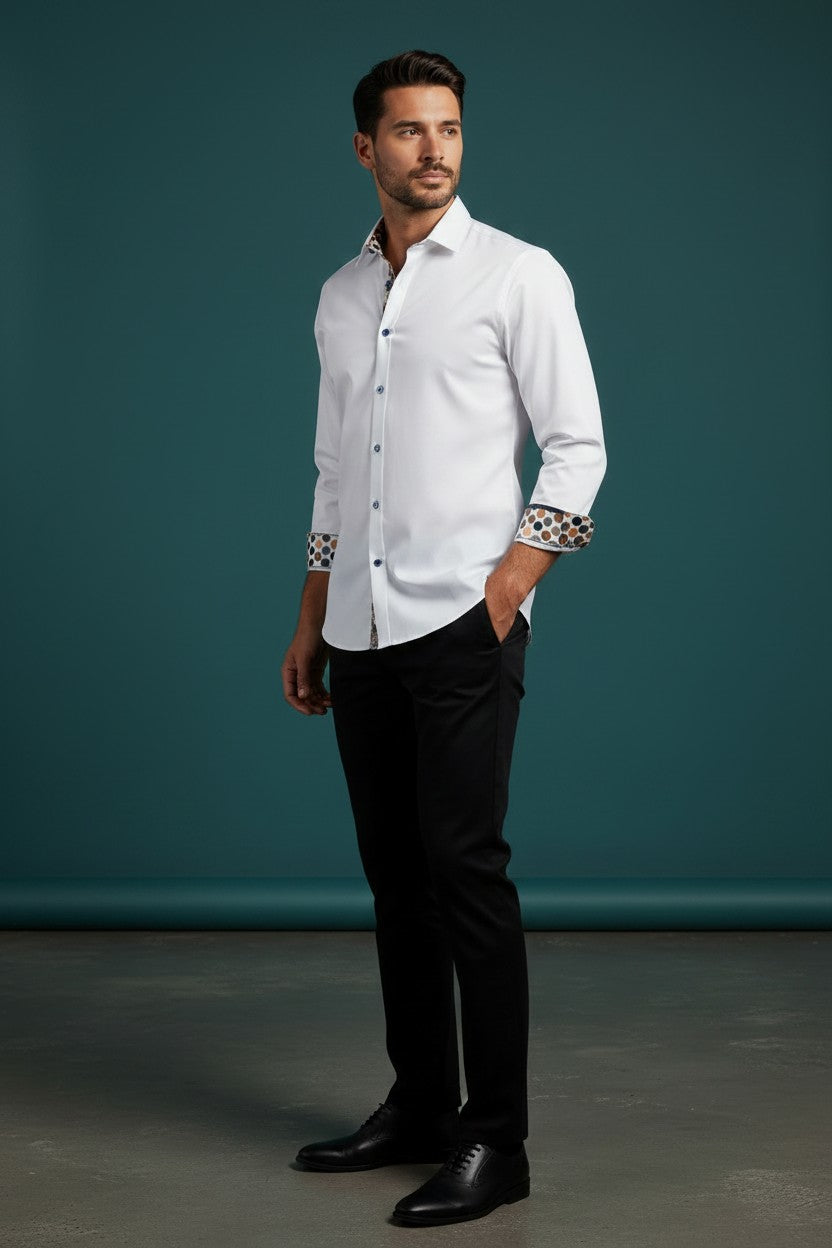 Men's White Casual Dress Shirt | Vercini