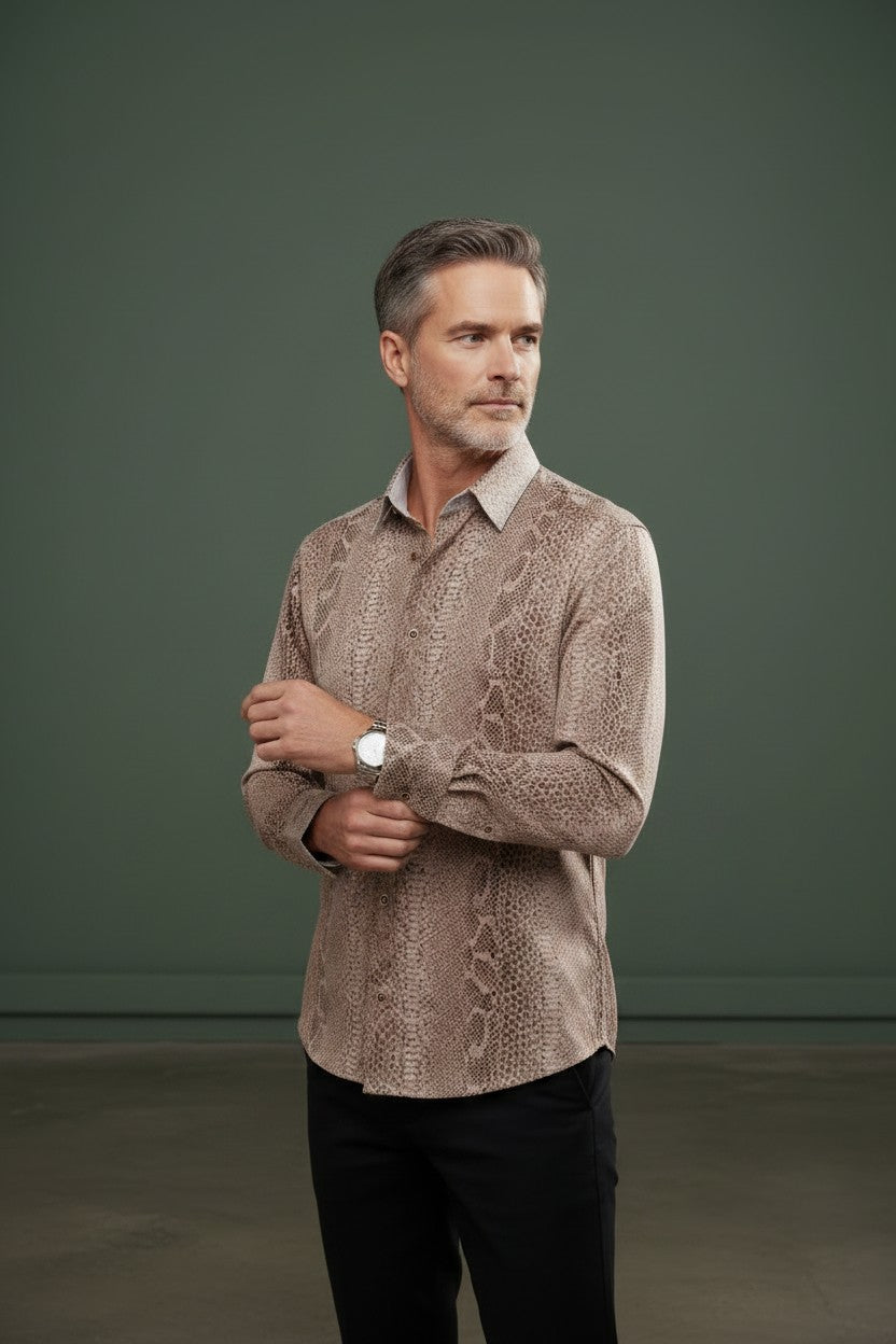 Beige snake Print Shirt