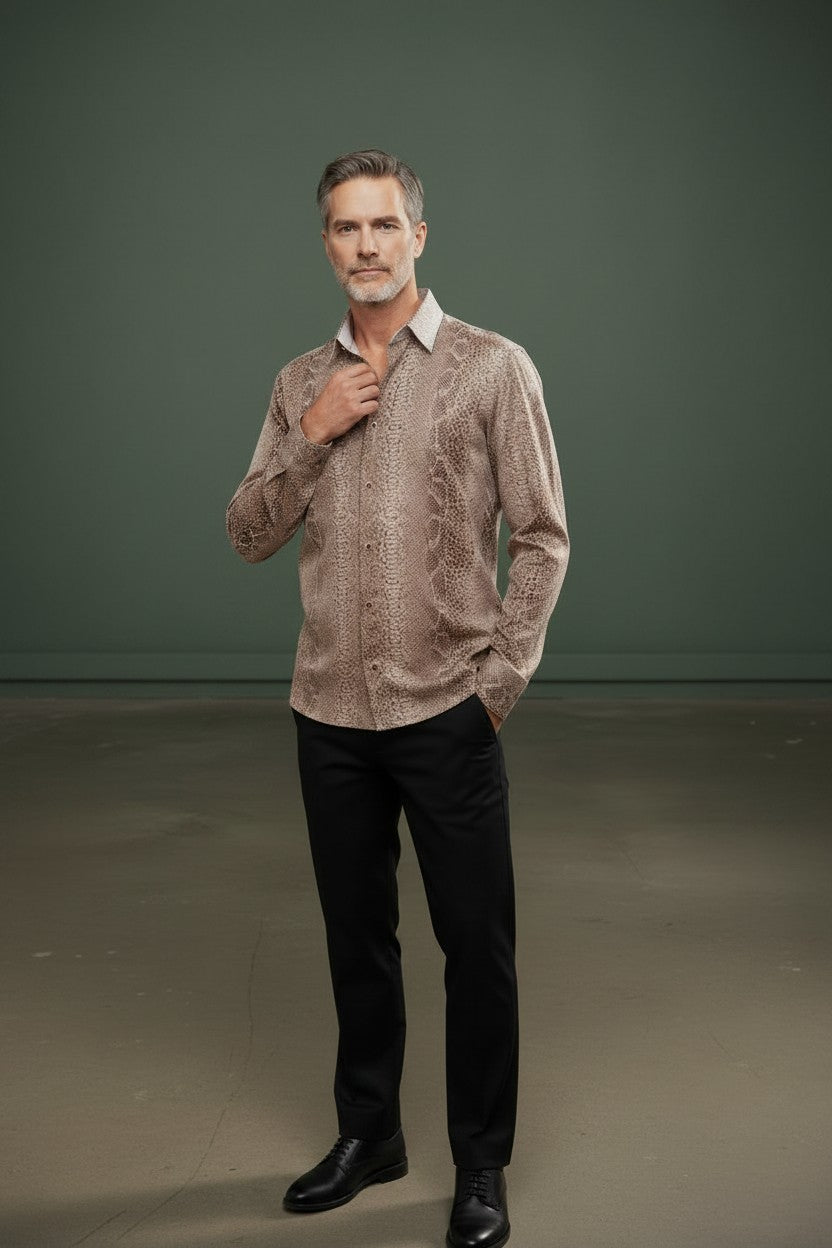 Beige snake Print Shirt