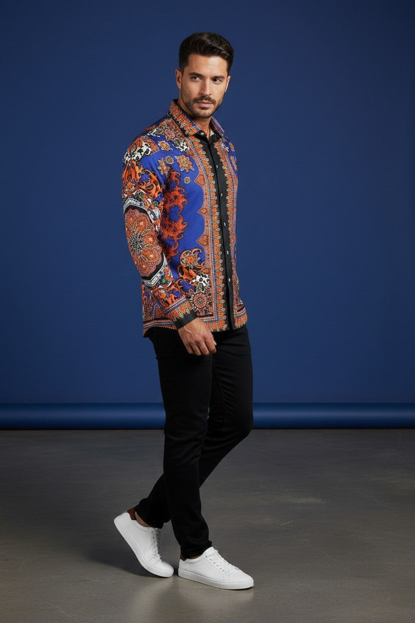 Men's Floral Exquisite Long Sleeve Shirt