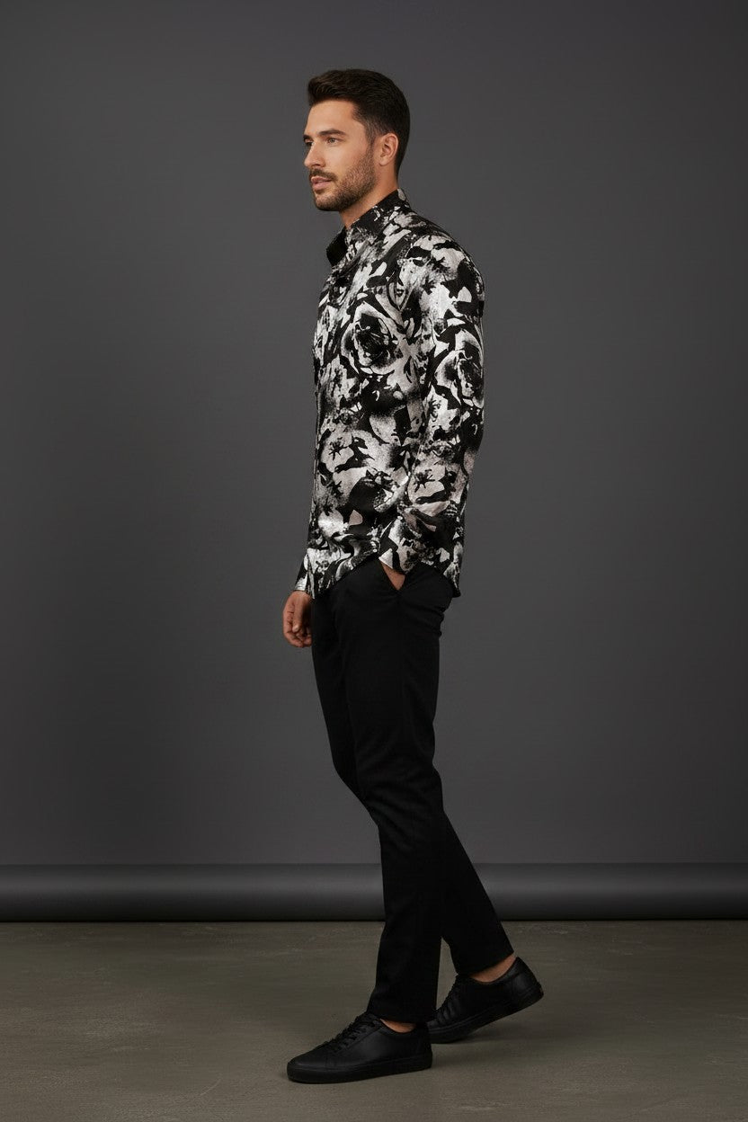 Vercini “Noir Bloom” Statement Shirt