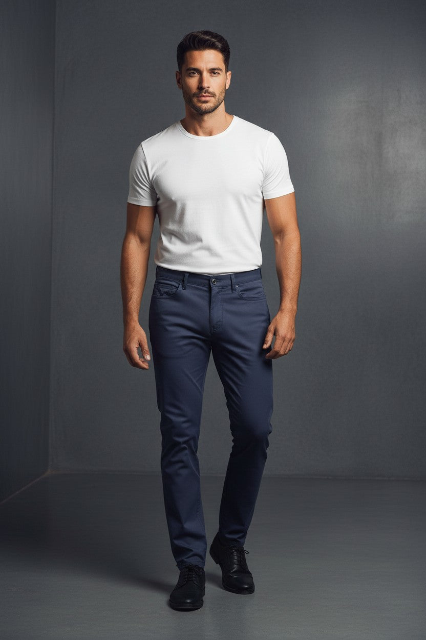 Premium Stretch Cotton Pants – Available in Black, White, Navy & Gold