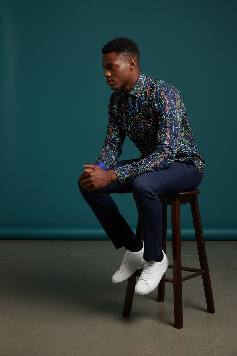 Navy Nebula Men's Casual Shirt