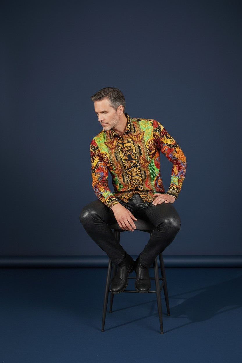 Men's Rhinestone Baroque Shirt Collection