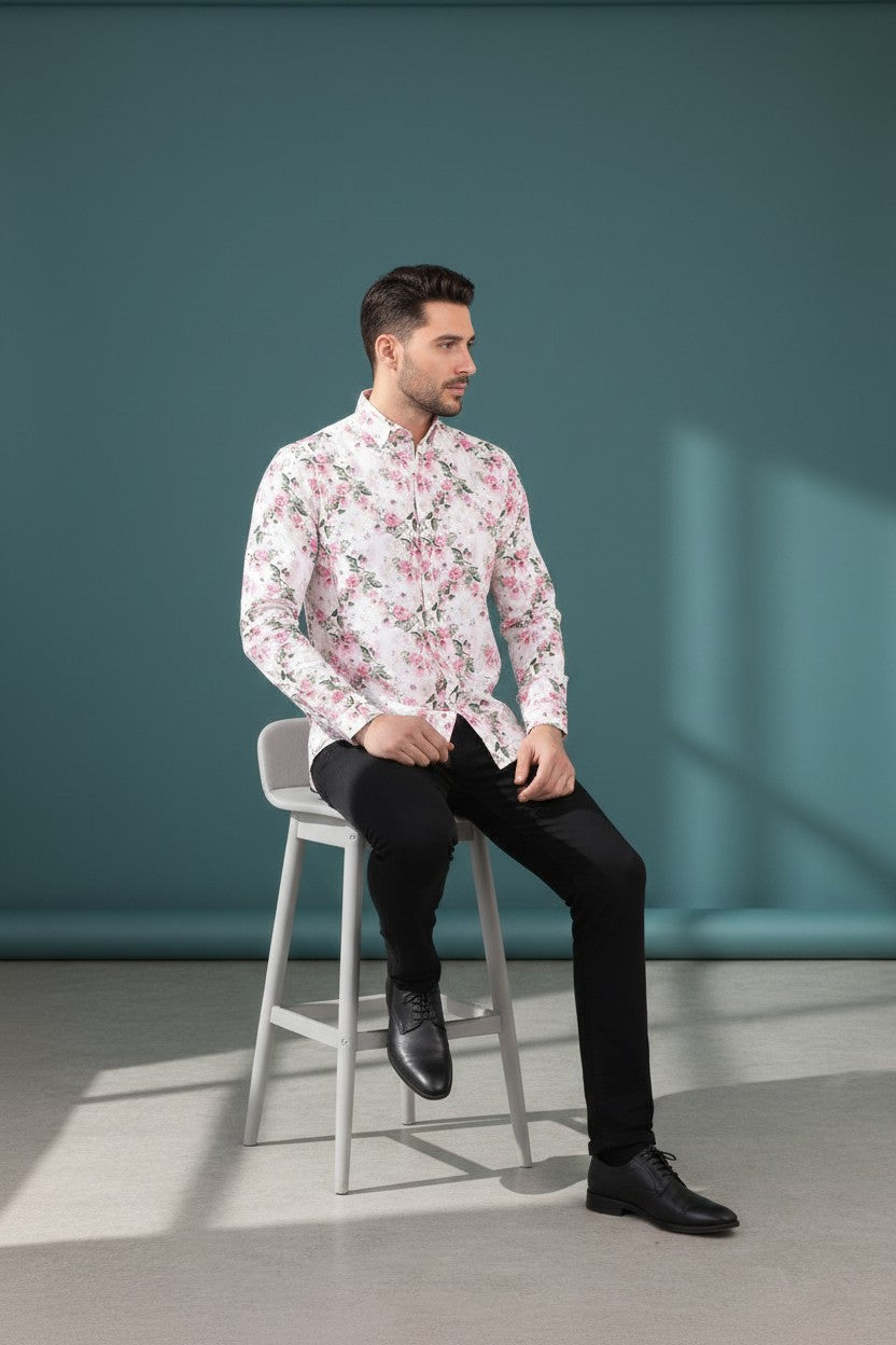 Vercini Blossom Harmony Pink Floral Shirt