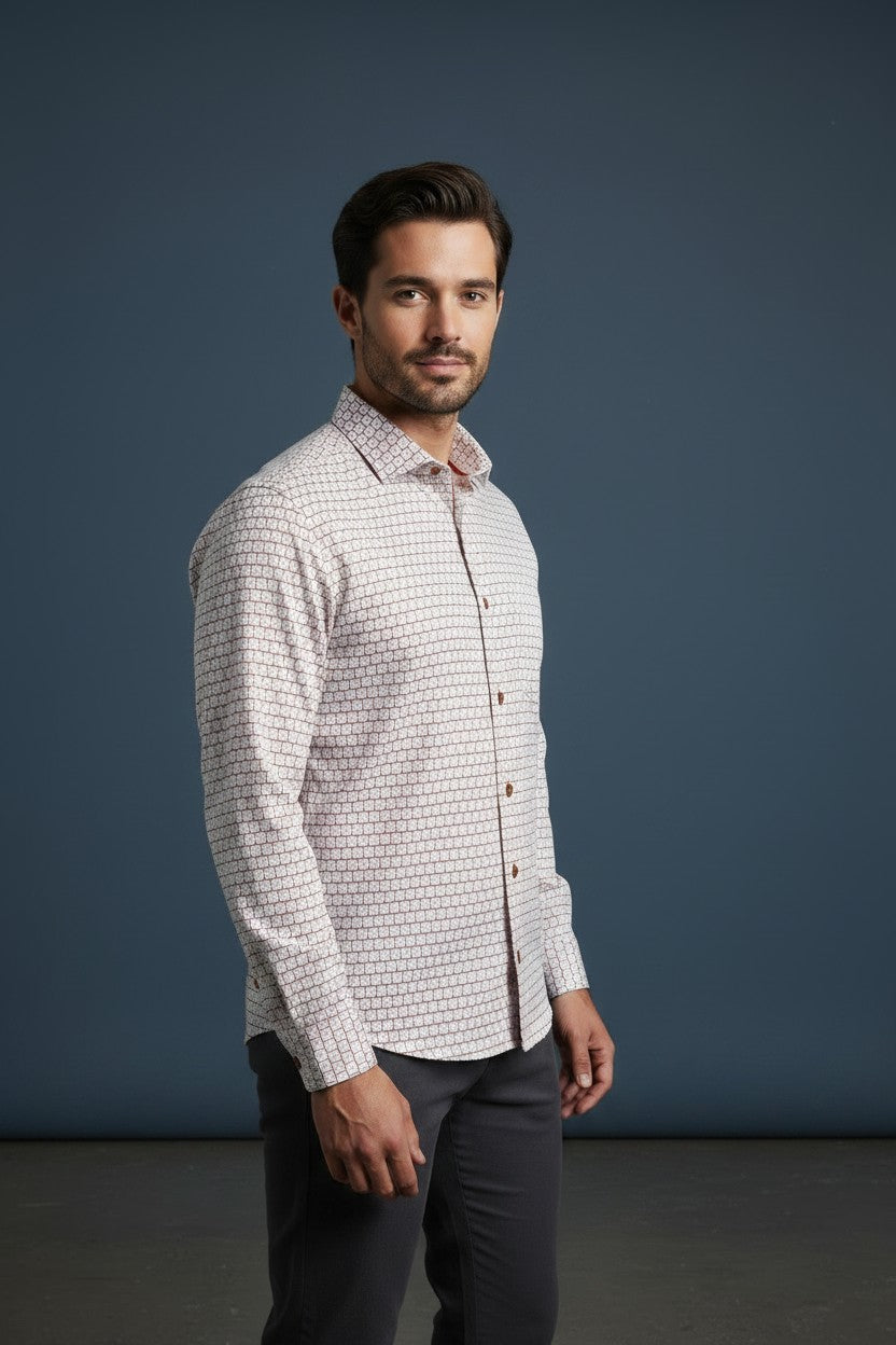 Geometric Harmony Tailored Men's Dress Shirt