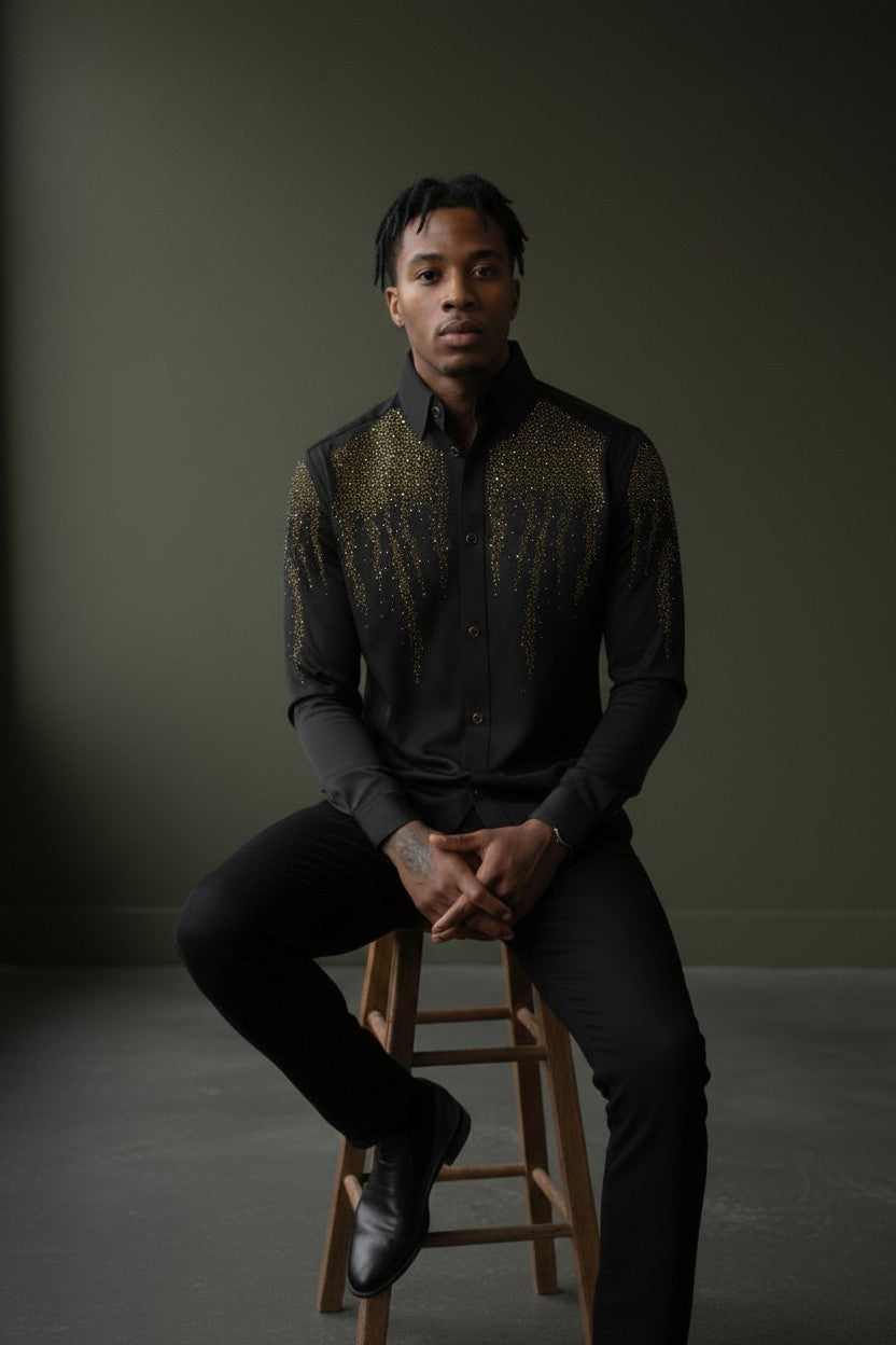 Celestial Cascade Men's Dress Shirt