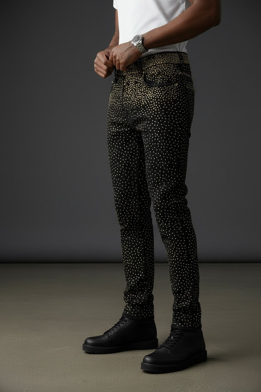 Black & Gold Sparkle Denim