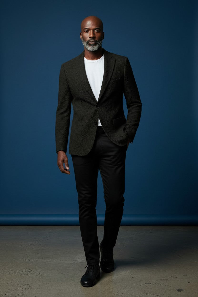 Textured Modern Slim-Fit Blazer rich textured fabric