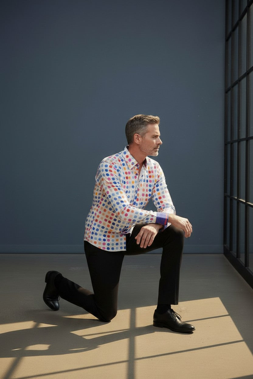 Confetti Cascade Casual Men's Shirt